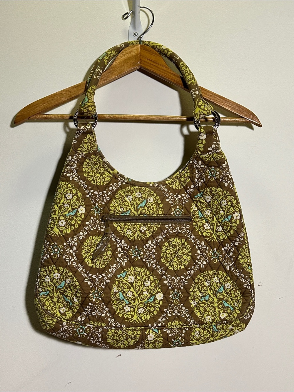 Vera Bradley Olive Green & Brown Quilted Hobo Bag